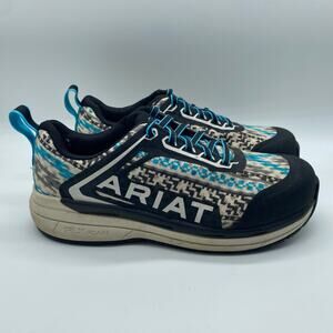 Ariat Outpace Composite Steel Toe Safety Workwear Shoe Aztec Blue Black Women 7